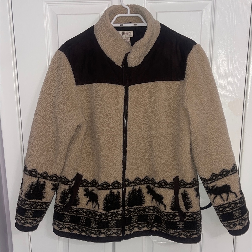 Northern Reflections Beige and Brown Teddy Jacket